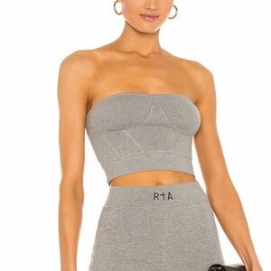 RtA Gray Nour Skin Crop Top Corset Knitwear